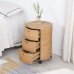 Oak Barrel 3-Drawer Bedside Table - Image 2