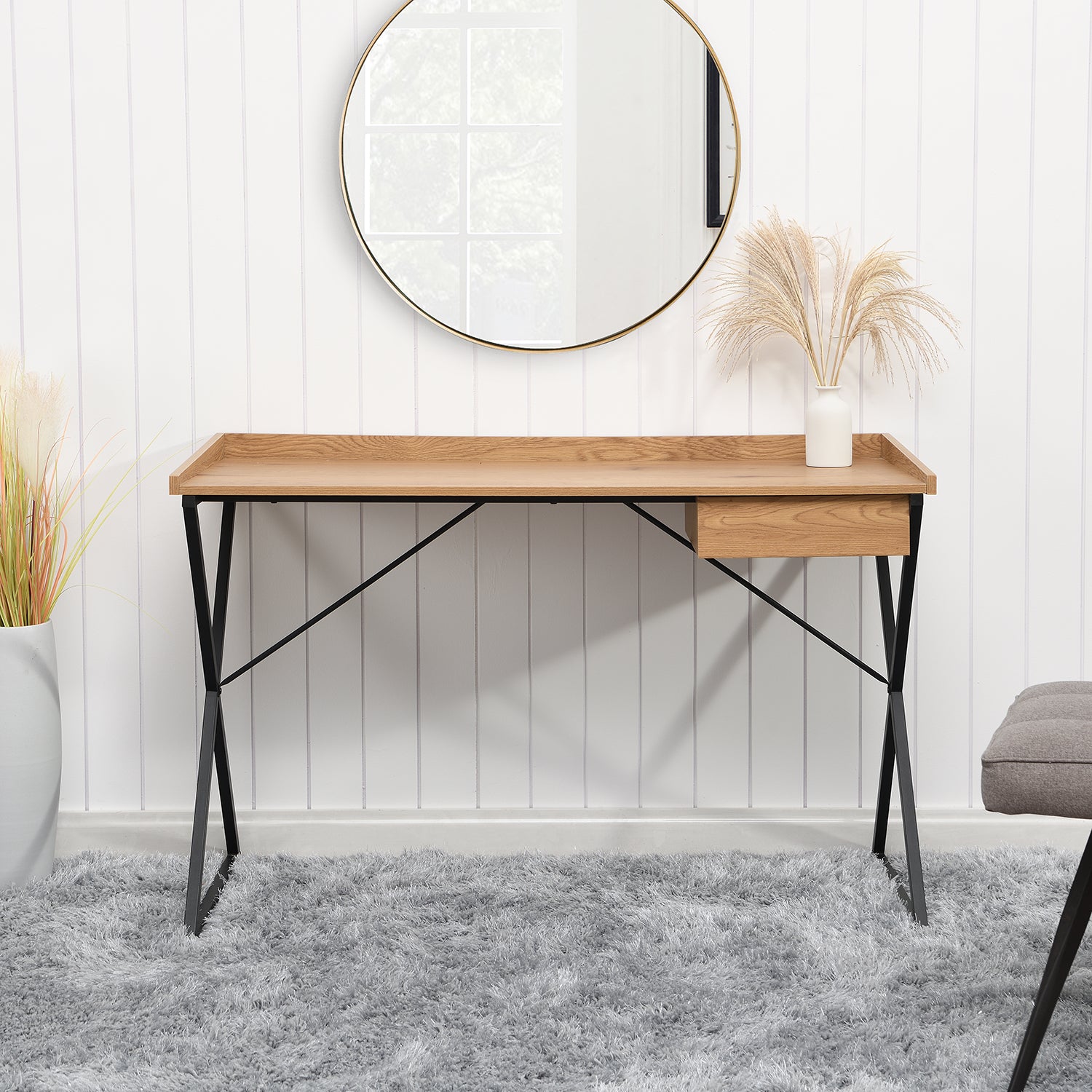 BSD-053_scene1 1-Drawer Study & Work Desk – Modern Wooden Home Office Table - Image 1