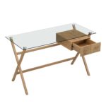 1-Drawer Glass Top Desk – Modern Study & Work Table with Sleek Storage - Image 4
