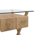 1-Drawer Glass Top Desk – Modern Study & Work Table with Sleek Storage - Image 3