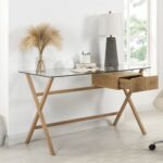 1-Drawer Glass Top Desk – Modern Study & Work Table with Sleek Storage - Image 7