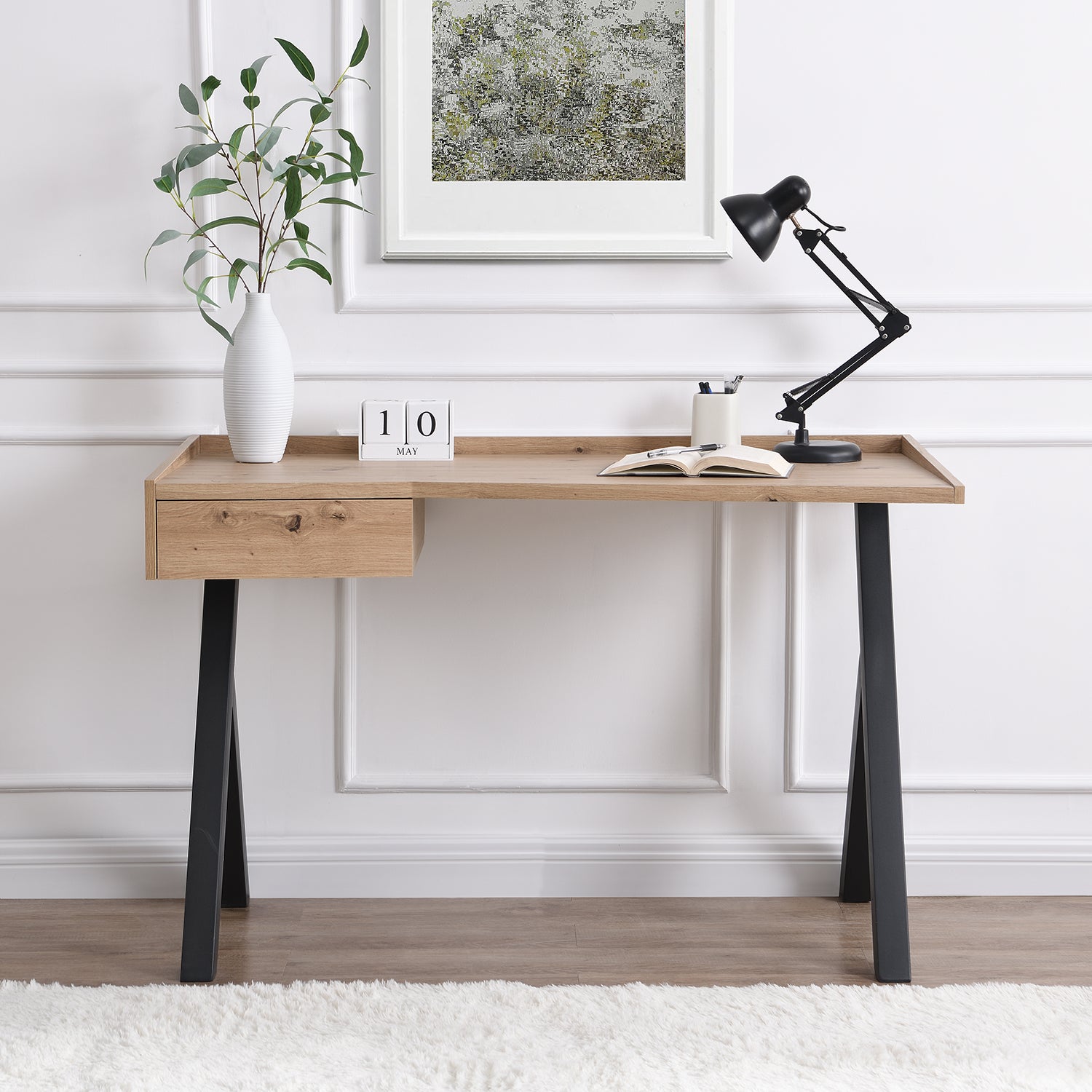 BSD-060_scene2 1-Drawer Desk with Angled Top – Modern Study & Work Table for Home & Office - Image 1