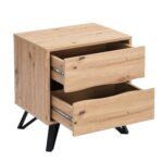 Oak-Effect 2-Drawer Bedside Table - Image 9