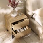 Oak-Effect 2-Drawer Bedside Table - Image 3