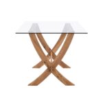 160 cm Rectangular Glass Top Dining Table with Solid Oak Legs - Image 6