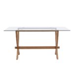 160 cm Rectangular Glass Top Dining Table with Solid Oak Legs - Image 5