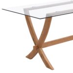 160 cm Rectangular Glass Top Dining Table with Solid Oak Legs - Image 3