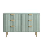 Ridged Wide Chest of 6 Drawers – Matte Sage Green - Image 7