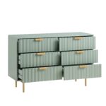 Ridged Wide Chest of 6 Drawers – Matte Sage Green - Image 6