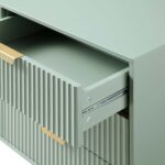 Ridged Wide Chest of 6 Drawers – Matte Sage Green - Image 8