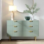 Ridged Wide Chest of 6 Drawers – Matte Sage Green - Image 2