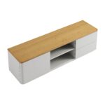 Curved Edge 150cm TV Unit – Dove Grey Base with Oak Top - Image 5