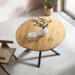 Natural Curved Edge Solid Oak Dining Table - Image 2