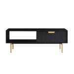 Matte Black Coffee Table with Drawer – Modern Wooden Centre Table with Built-In Storage - Image 6