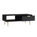 Matte Black Coffee Table with Drawer – Modern Wooden Centre Table with Built-In Storage - Image 4