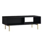 Matte Black Coffee Table with Drawer – Modern Wooden Centre Table with Built-In Storage - Image 13