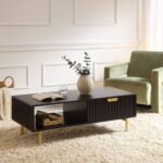 Matte Black Coffee Table with Drawer – Modern Wooden Centre Table with Built-In Storage - Image 9