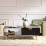 Matte Black Coffee Table with Drawer – Modern Wooden Centre Table with Built-In Storage - Image 2