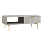 Matte Taupe Coffee Table with Drawer – Elegant Modern Centre Table with Built-In Storage - Image 9