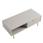 Matte Taupe Coffee Table with Drawer – Elegant Modern Centre Table with Built-In Storage - Image 8
