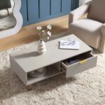 Matte Taupe Coffee Table with Drawer – Elegant Modern Centre Table with Built-In Storage - Image 2