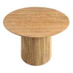 Round Oak Pedestal Dining Table – Oak Finish - Image 3