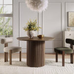 Round Oak Pedestal Dining Table – Silver Oak Finish - Image 2