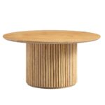 Round Oak Pedestal Coffee Table - Image 4