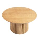Round Oak Pedestal Coffee Table - Image 3