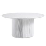 Washed White Round Oak Pedestal Coffee Table - Image 4