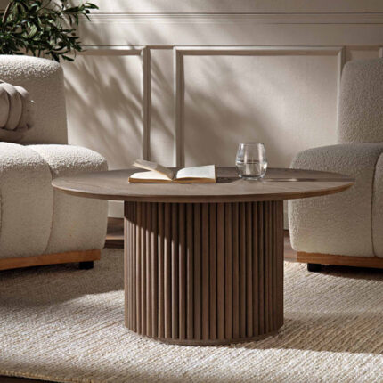 Silver Oak Round Pedestal Coffee Table