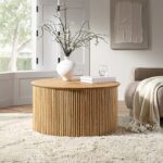 Oak Round Coffee Table with Storage - Image 2