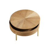Round Rotating Coffee Table – Modern Swivel Top Wooden Centre Table for Living Room - Image 3