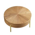 Round Rotating Coffee Table – Modern Swivel Top Wooden Centre Table for Living Room - Image 4
