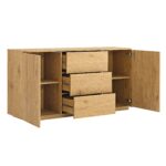 Curved Edge 2-Door 3-Drawer Wide Sideboard – Natural Wood Finish - Image 9