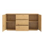 Curved Edge 2-Door 3-Drawer Wide Sideboard – Natural Wood Finish - Image 6