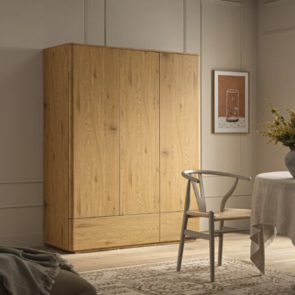Curved Edge Triple Wardrobe, Natural