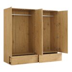 Curved Edge 4-Door Wardrobe, Natural - Image 2