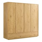 Curved Edge 4-Door Wardrobe, Natural - Image 13