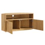 Curved Edge Corner TV Unit – Natural Wood Finish - Image 9