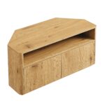 Curved Edge Corner TV Unit – Natural Wood Finish - Image 7
