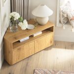Curved Edge Corner TV Unit – Natural Wood Finish - Image 3