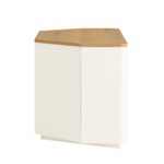 Curved Edge Corner TV Unit – Off White Base with Oak Top - Image 10