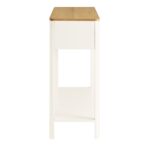 Curved Edge 2-Drawer Console Table in Off-White with Oak Top - Image 3