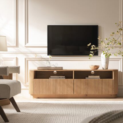 162cm TV Unit with Drawers – Natural Oak Finish