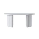 Washed White Oval Coffee Table – Elegant Wooden Centre Table - Image 4
