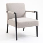 Modern Grey Fabric Armchair for Living Room & Bedroom Seating - Image 9