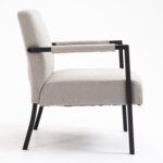 Modern Grey Fabric Armchair for Living Room & Bedroom Seating - Image 7