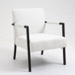 White Bouclé Accent Chair with Modern Steel Frame for Stylish Home Seating - Image 7
