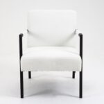 White Bouclé Accent Chair with Modern Steel Frame for Stylish Home Seating - Image 8